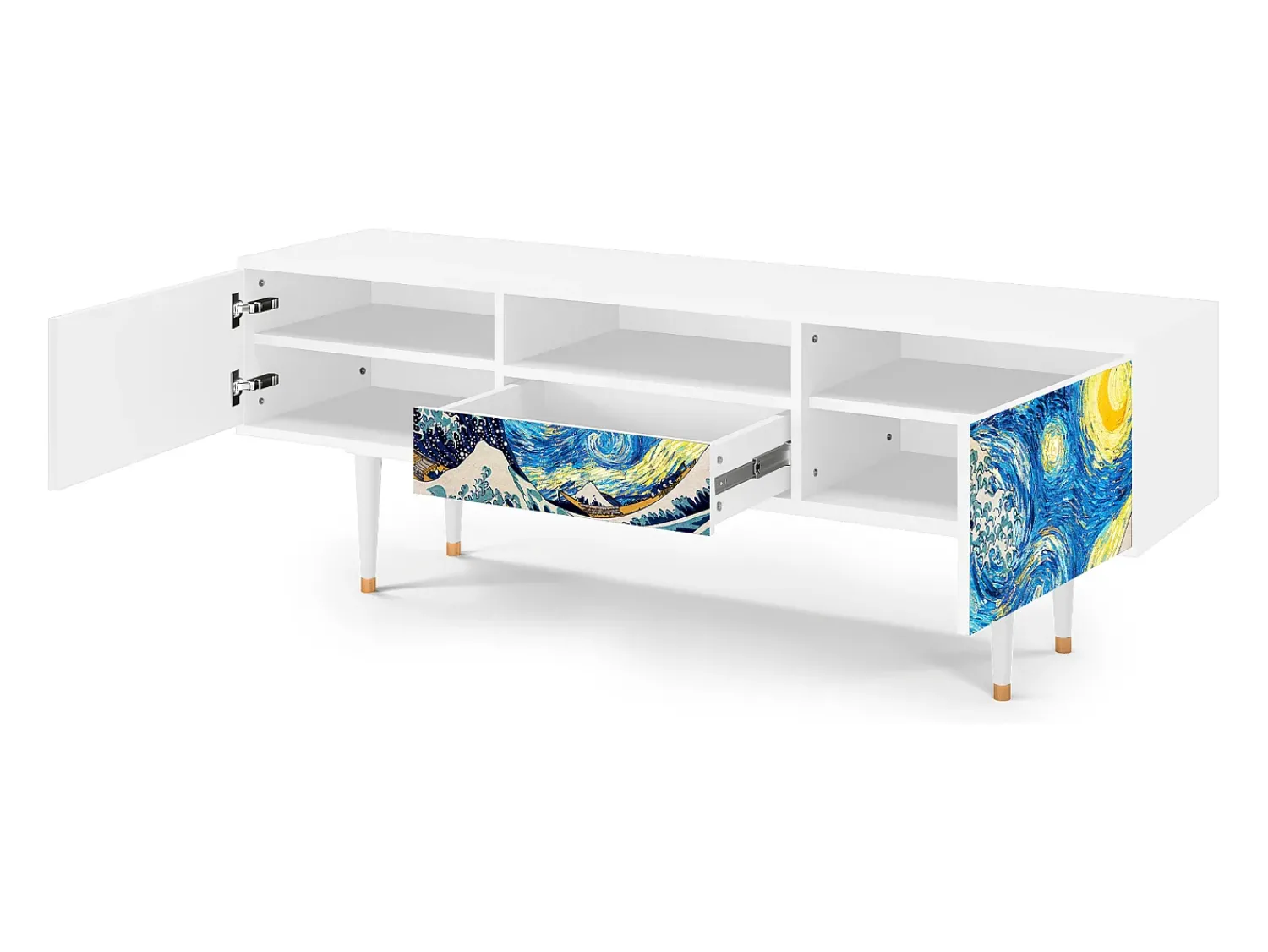 Mueble de TV - 170х59х41 cm - T6 - Great Wave, Branco^ Móvel De Tv