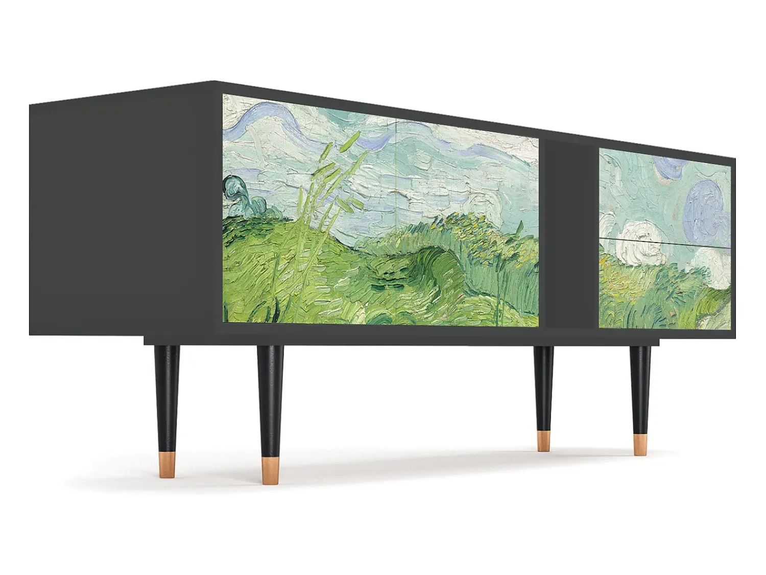 Móvel De Tv* Mueble de TV - 170х69х48 cm - T1 - Green Wheat Fields, Antracite Cinza antracite
