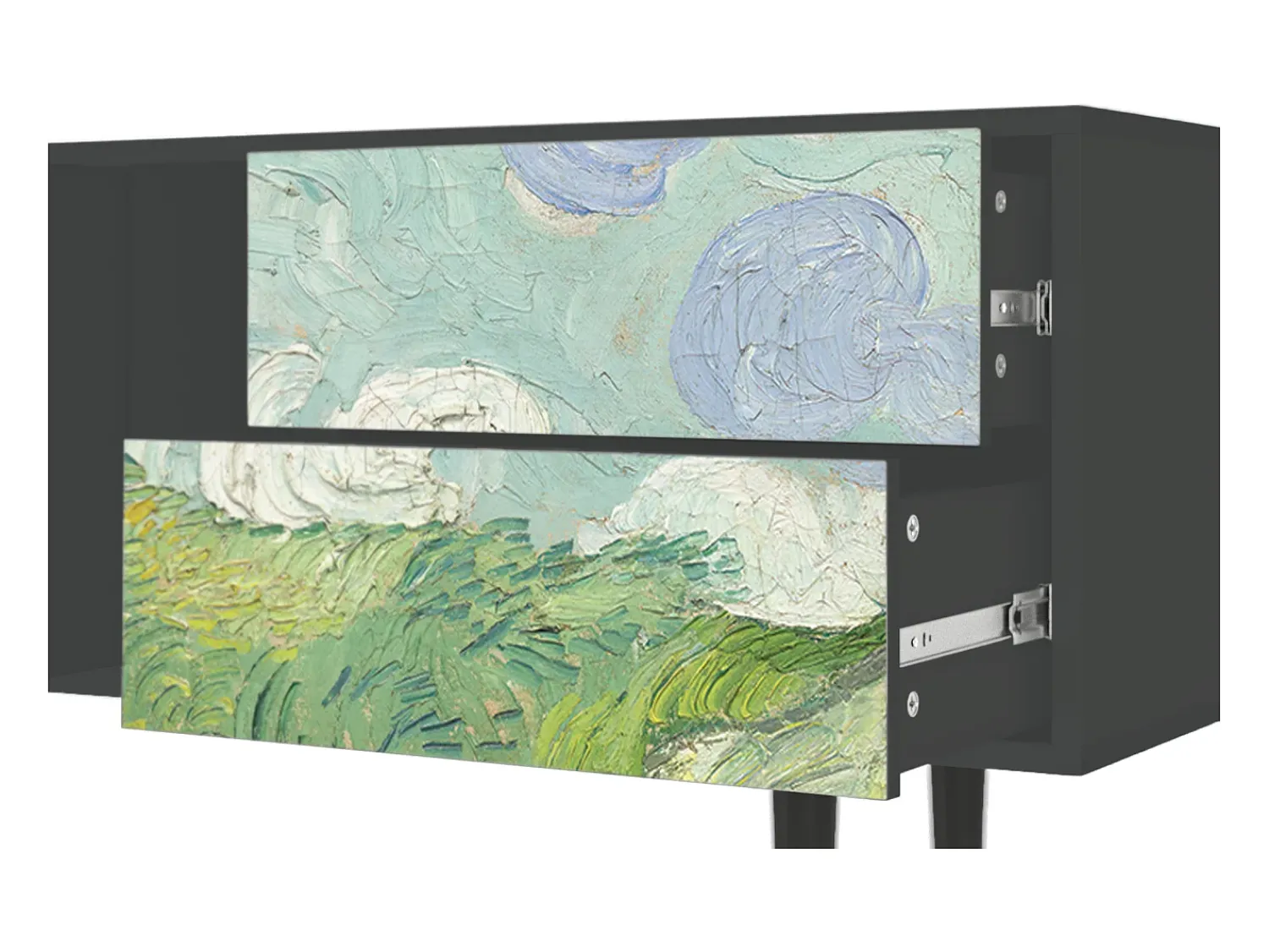 Móvel De Tv* Mueble de TV - 170х69х48 cm - T1 - Green Wheat Fields, Antracite Cinza antracite