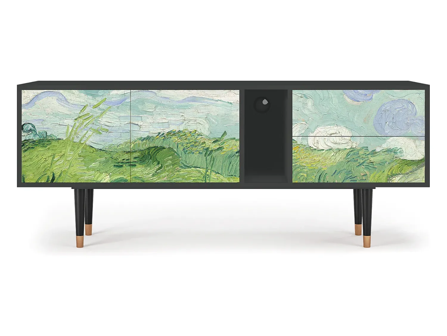 Móvel De Tv* Mueble de TV - 170х69х48 cm - T1 - Green Wheat Fields, Antracite Cinza antracite
