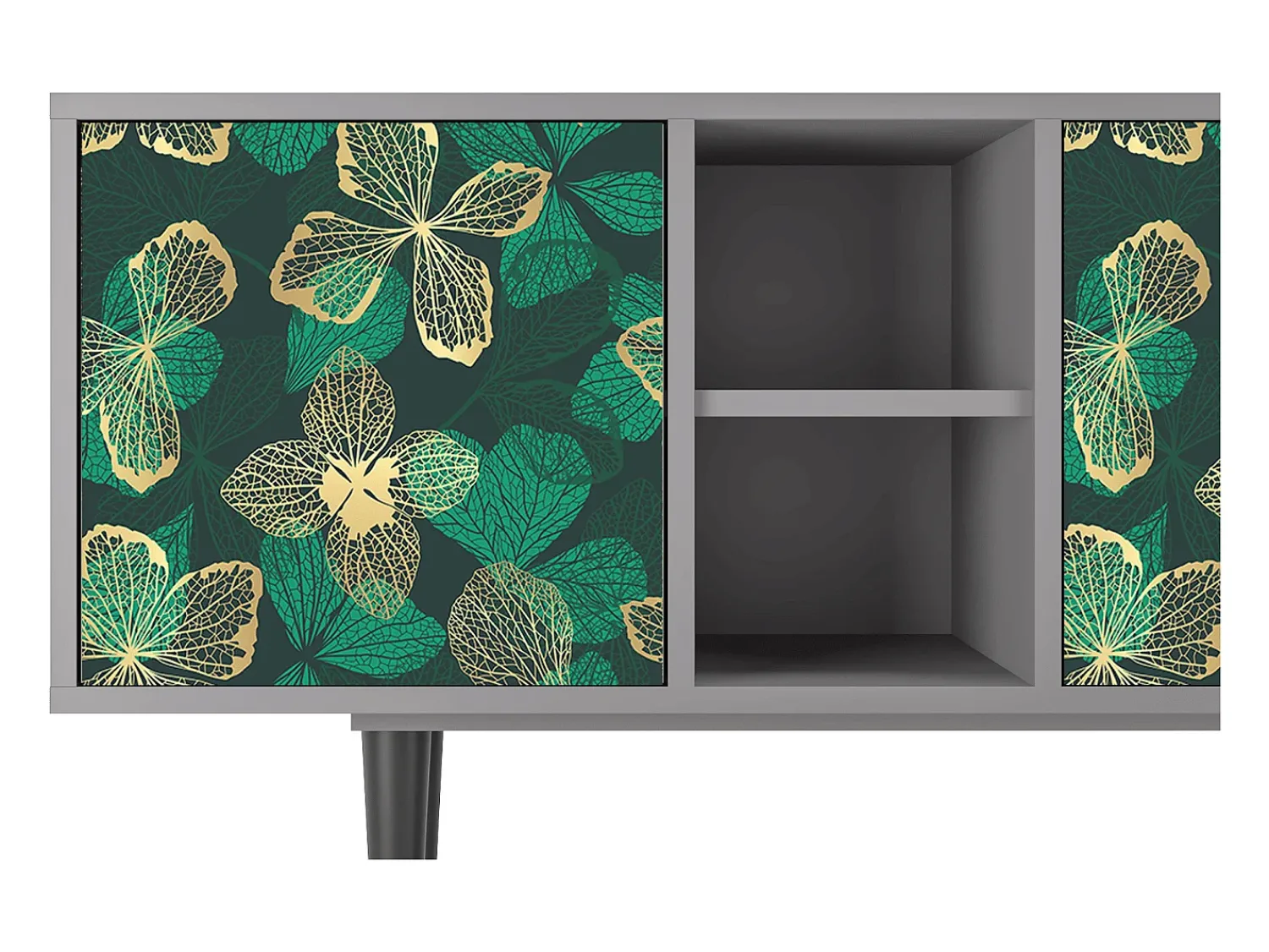 Mueble de TV - 150х69х41 cm - T5 - Green Flower, Cinza^ Móvel De Tv