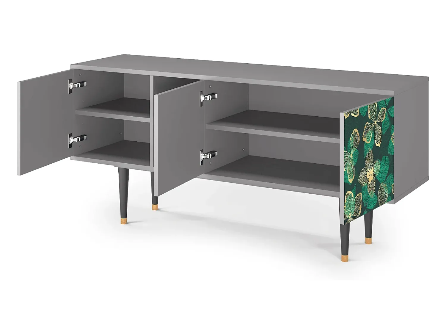 Mueble de TV - 150х69х41 cm - T5 - Green Flower, Cinza^ Móvel De Tv
