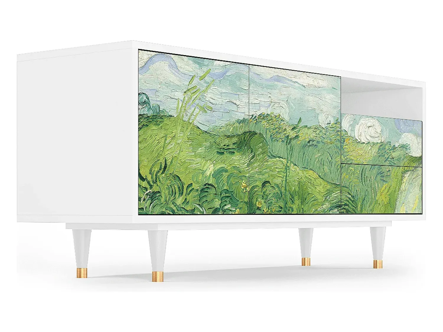 Best Mueble de TV - 125х56х41 cm - T7 - Green Wheat Fields, Branco Bege