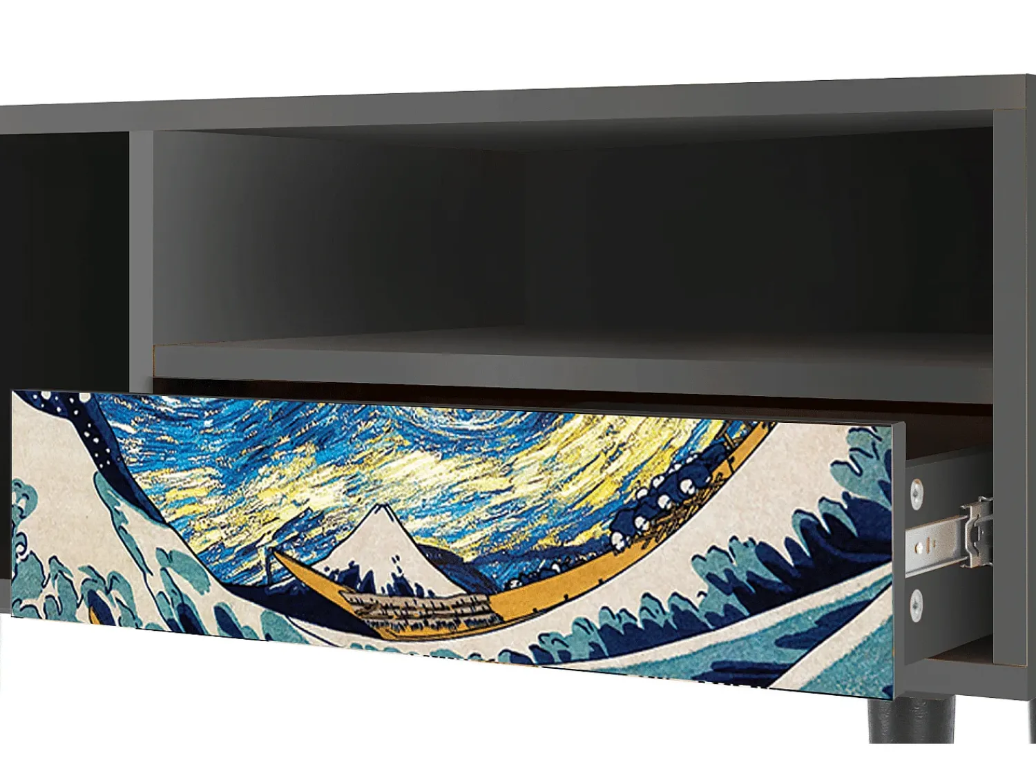 Móvel De Tv| Mueble de TV - 115х59х48 cm - T3 - Great Wave, Antracite Cinza antracite