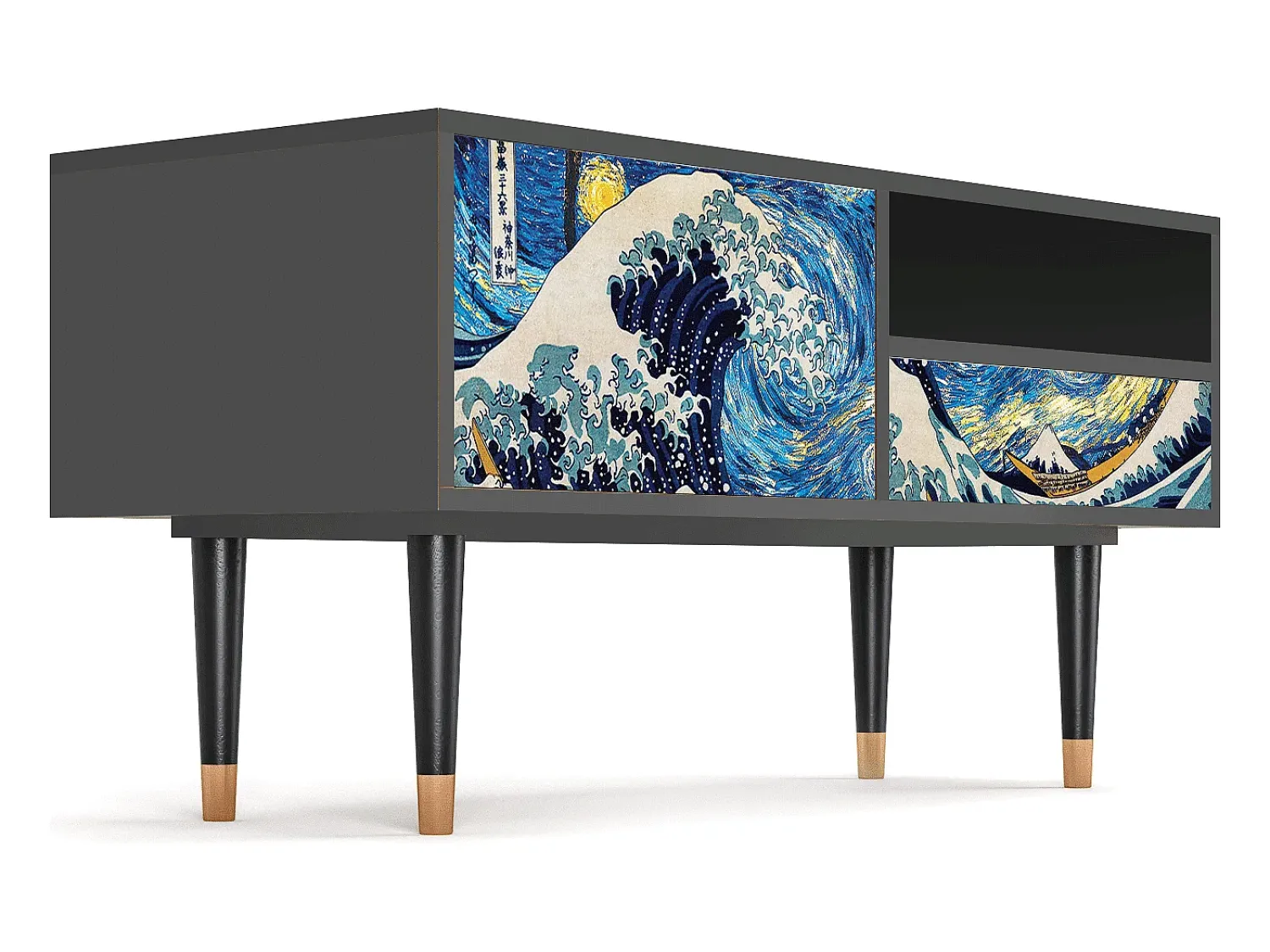 Móvel De Tv| Mueble de TV - 115х59х48 cm - T3 - Great Wave, Antracite Cinza antracite