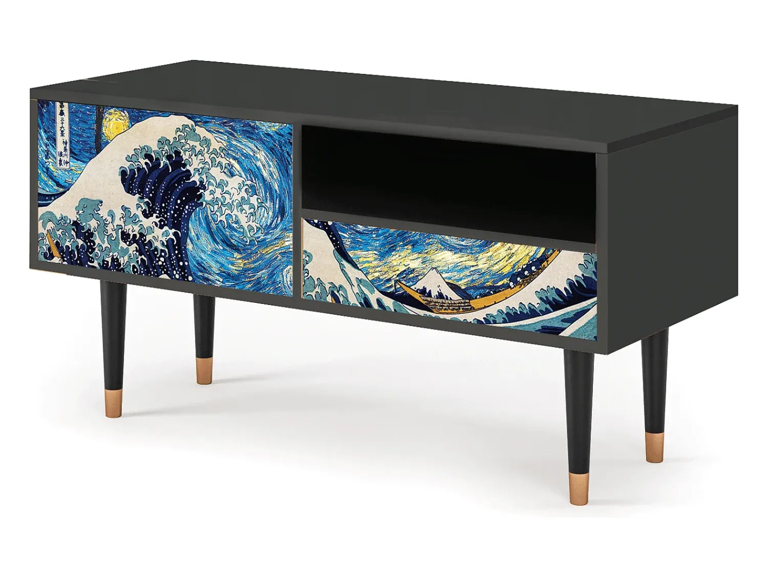 Móvel De Tv| Mueble de TV - 115х59х48 cm - T3 - Great Wave, Antracite Cinza antracite