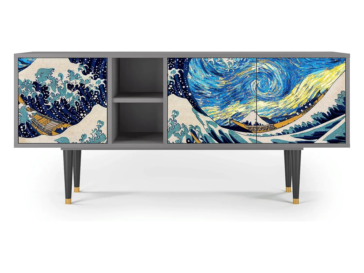 Discount Mueble de TV - 150х69х41 cm - T5 - Great Wave, Cinza Cinzento