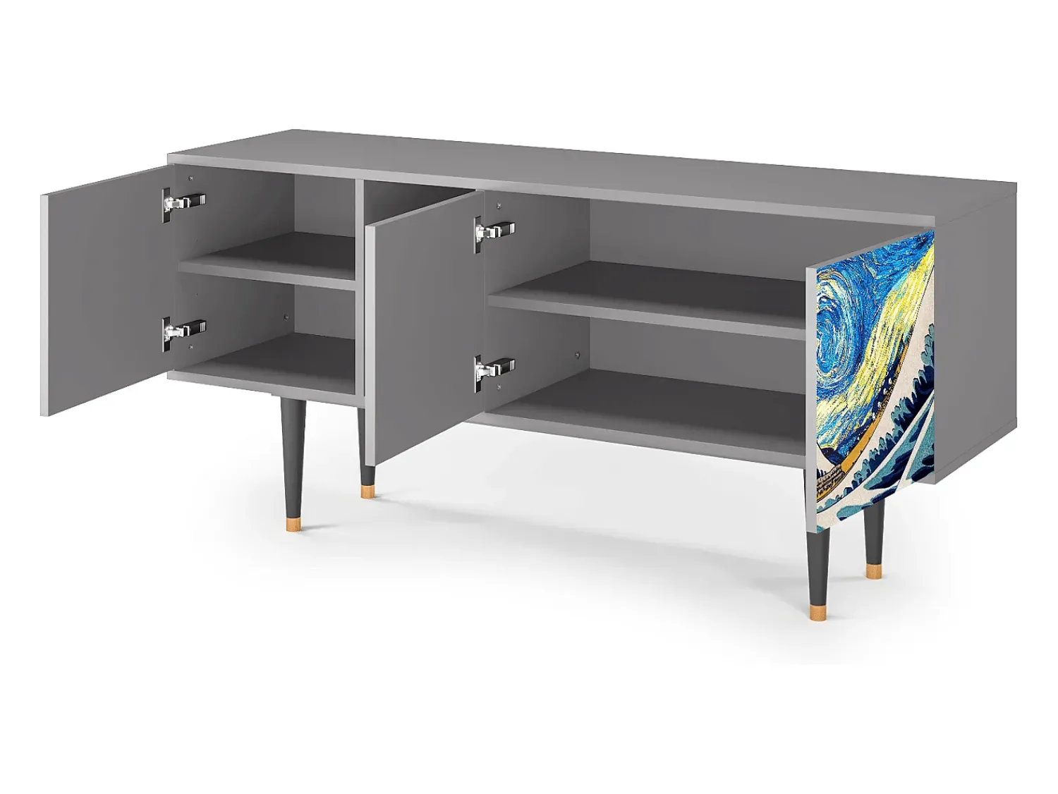 Discount Mueble de TV - 150х69х41 cm - T5 - Great Wave, Cinza Cinzento