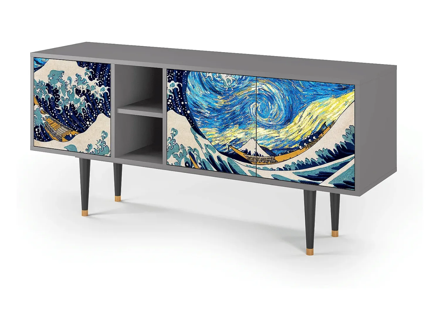 Discount Mueble de TV - 150х69х41 cm - T5 - Great Wave, Cinza Cinzento