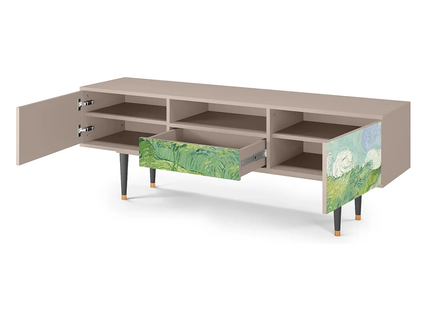 Móvel De Tv* Mueble de TV - 170х59х41 cm - T6 - Green Wheat Fields, Latte Bege