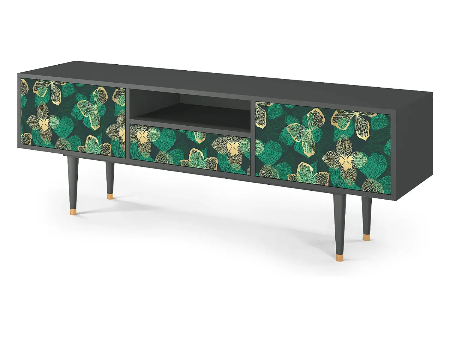 New Mueble de TV - 170х59х41 cm - T6 - Green Flower, Antracite Cinza antracite