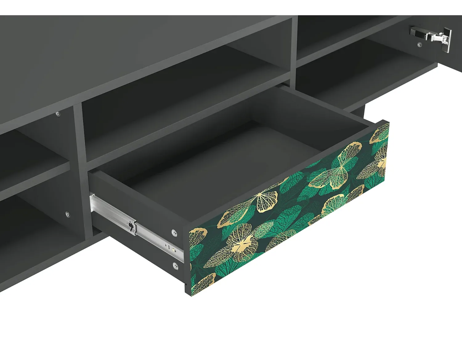 New Mueble de TV - 170х59х41 cm - T6 - Green Flower, Antracite Cinza antracite