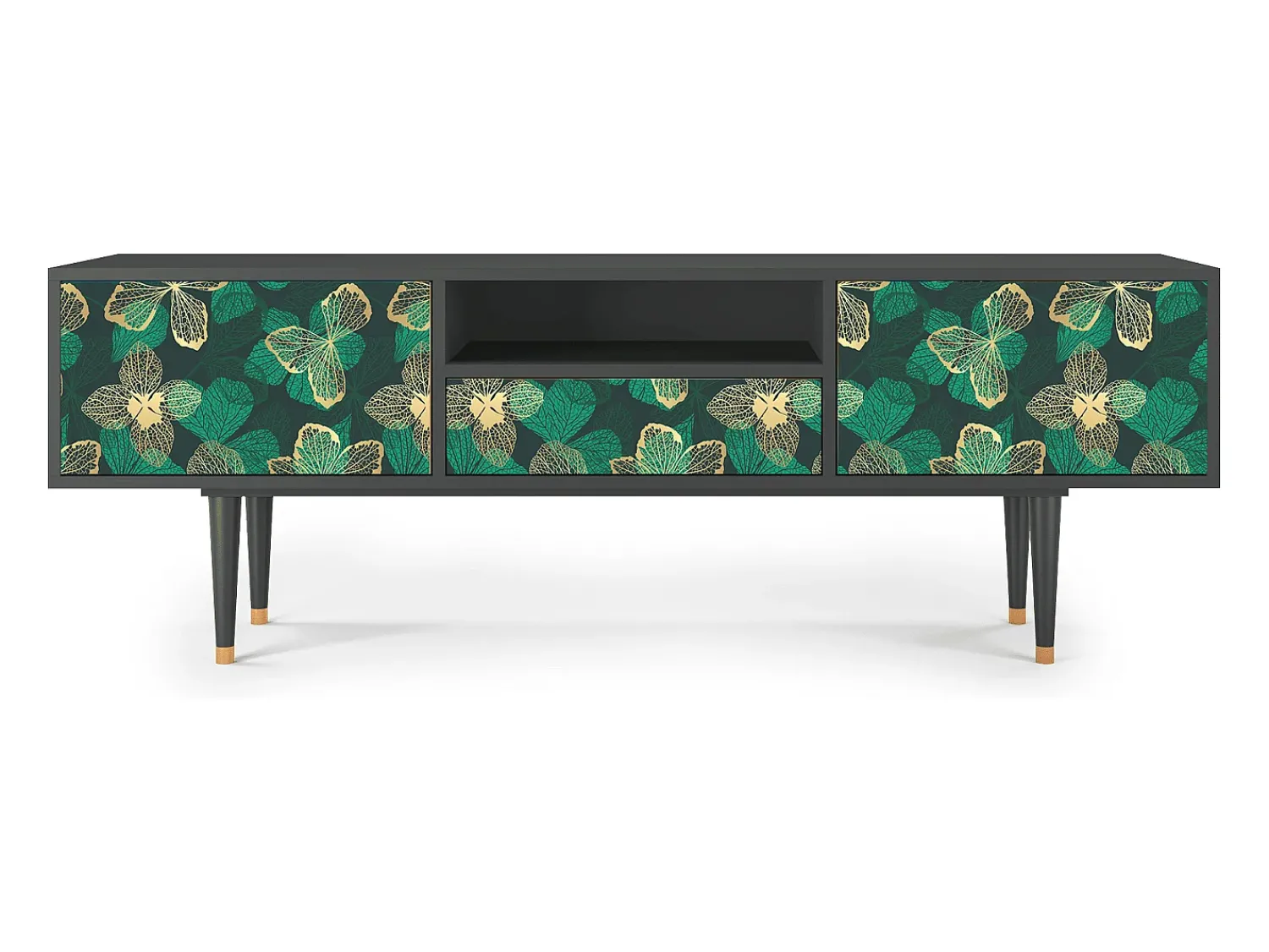 New Mueble de TV - 170х59х41 cm - T6 - Green Flower, Antracite Cinza antracite