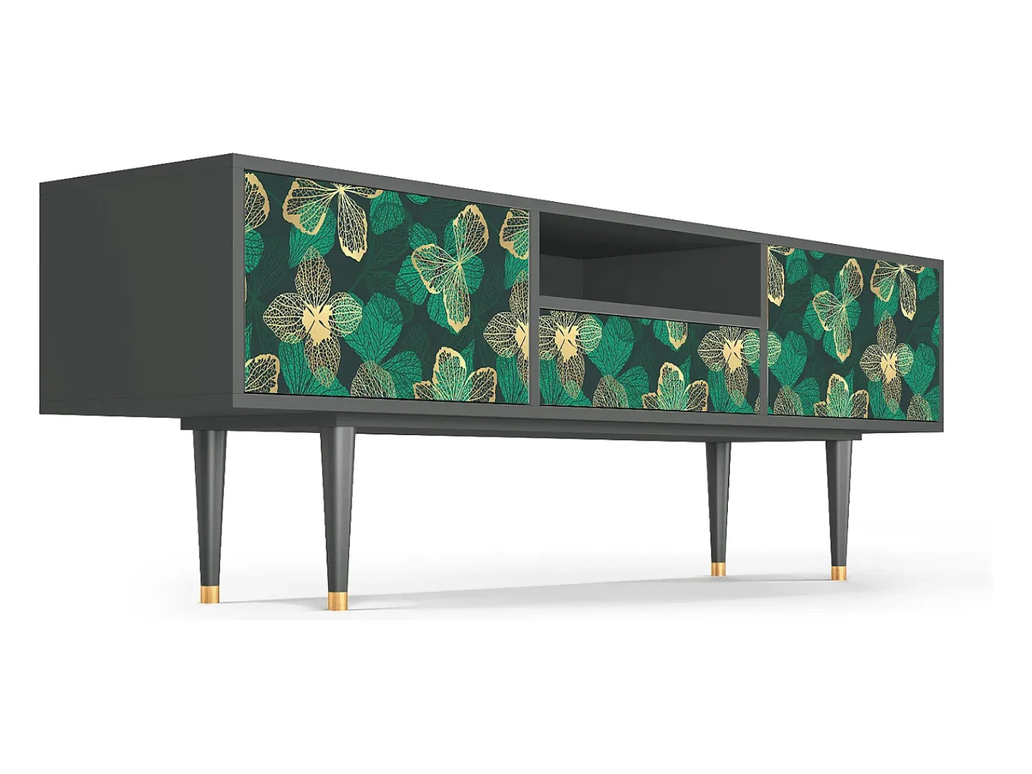 New Mueble de TV - 170х59х41 cm - T6 - Green Flower, Antracite Cinza antracite