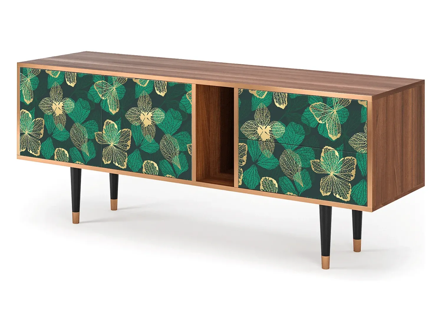 Móvel De Tv| Mueble de TV - 170х69х48 cm - T1 - Green Flower, Nogueira Castanho