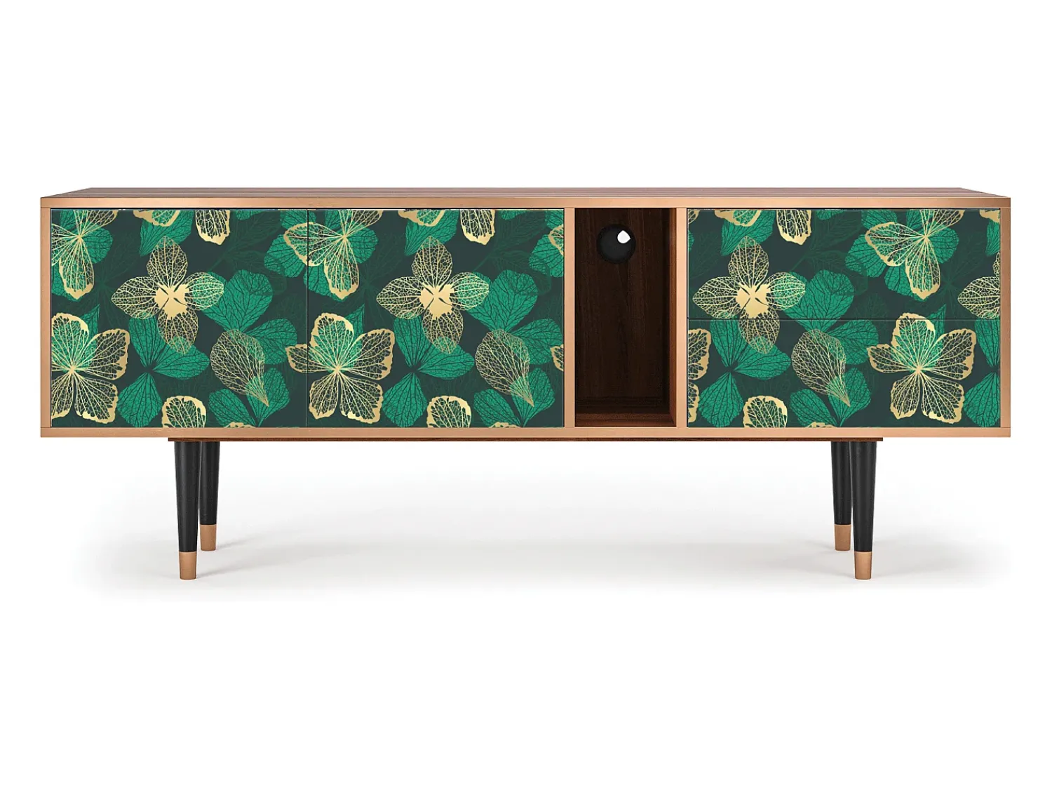 Móvel De Tv| Mueble de TV - 170х69х48 cm - T1 - Green Flower, Nogueira Castanho