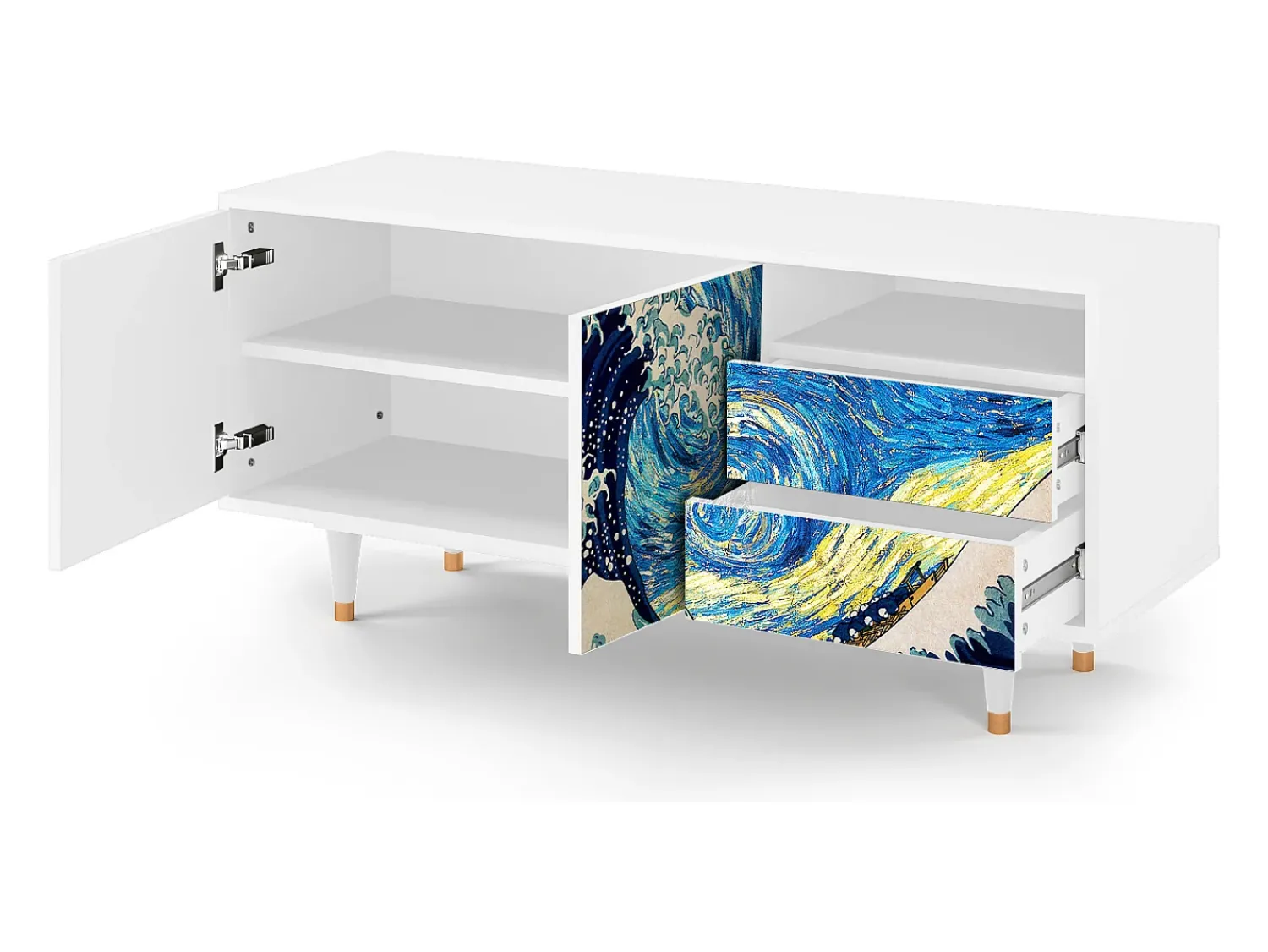 New Mueble de TV - 125х56х41 cm - T7 - Great Wave, Branco Bege