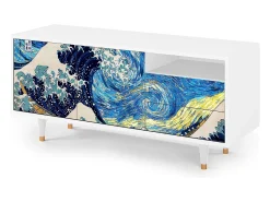 New Mueble de TV - 125х56х41 cm - T7 - Great Wave, Branco Bege