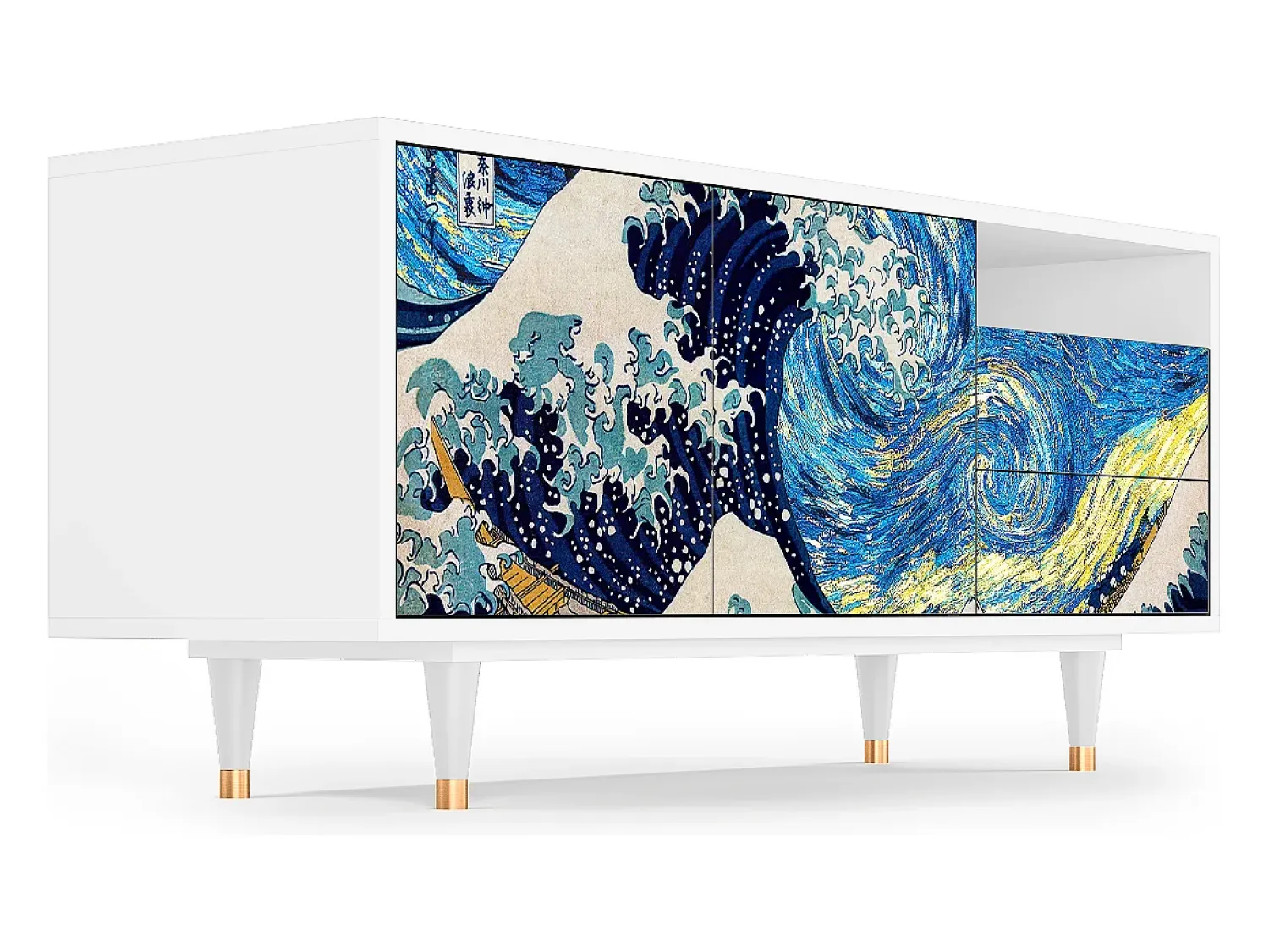 New Mueble de TV - 125х56х41 cm - T7 - Great Wave, Branco Bege