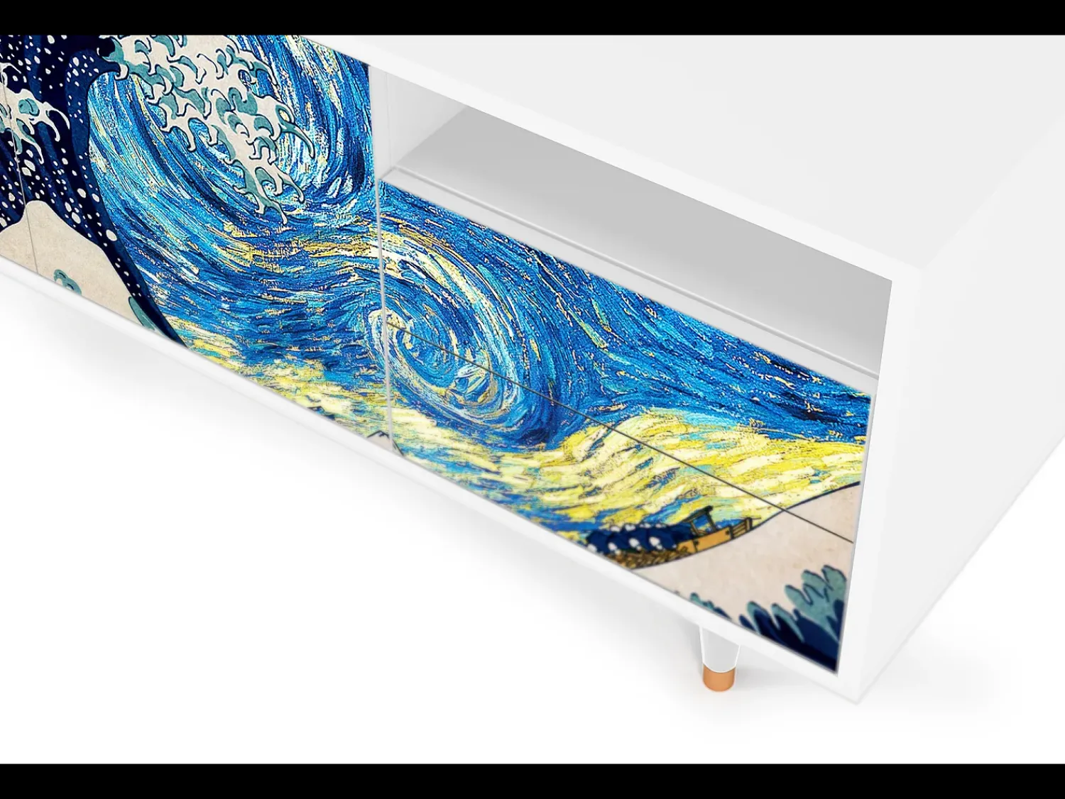 New Mueble de TV - 125х56х41 cm - T7 - Great Wave, Branco Bege