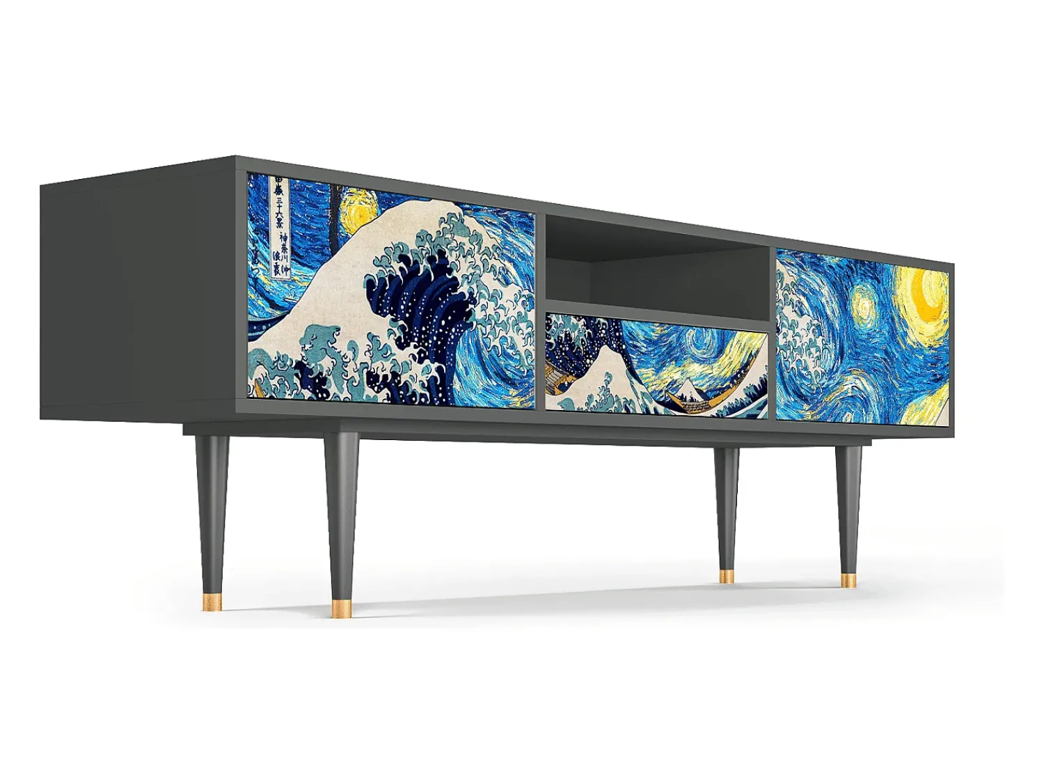 Clearance Mueble de TV - 170х59х41 cm - T6 - Great Wave, Antracite Cinza antracite