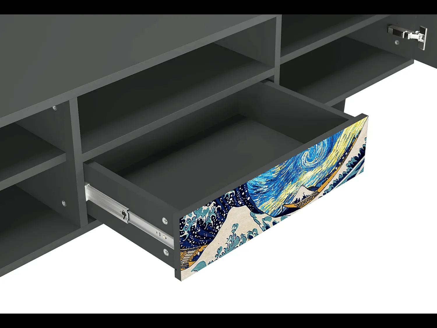 Clearance Mueble de TV - 170х59х41 cm - T6 - Great Wave, Antracite Cinza antracite