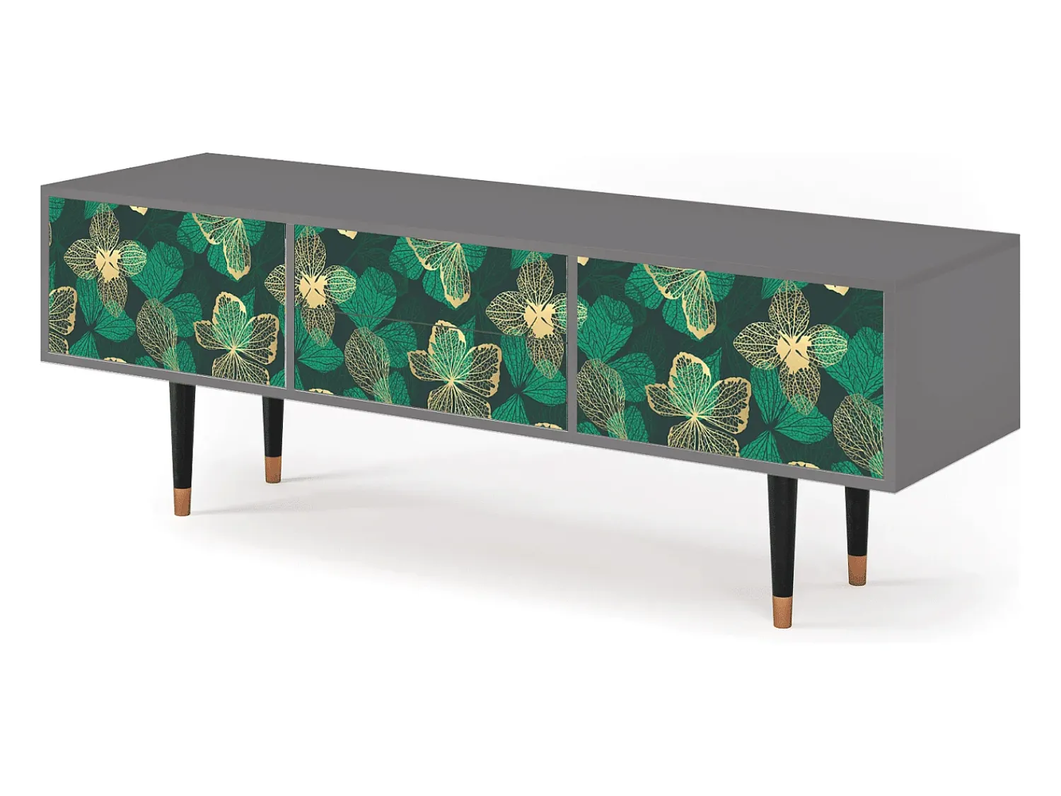 Móvel De Tv| Mueble de TV - 170х59х48 cm - T4 - Green Flower, Cinza Cinzento