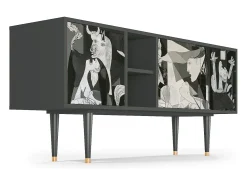 Mueble de TV - 150х69х41 cm - T5 - Guernica by Picasso, Antracite^ Móvel De Tv