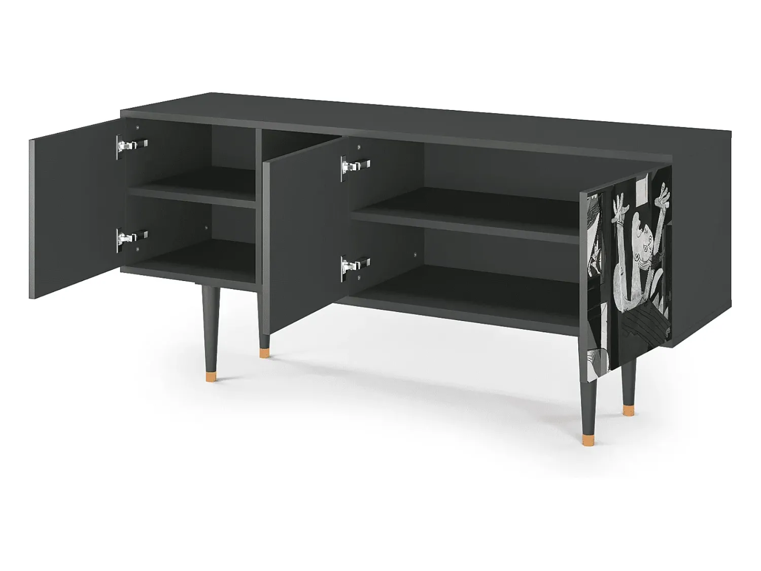 Mueble de TV - 150х69х41 cm - T5 - Guernica by Picasso, Antracite^ Móvel De Tv