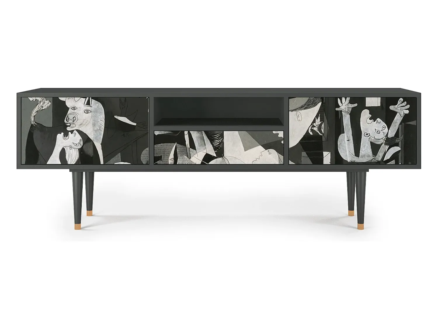 Outlet Mueble de TV - 170х59х41 cm - T6 - Guernica by Picasso, Antracite Cinza antracite