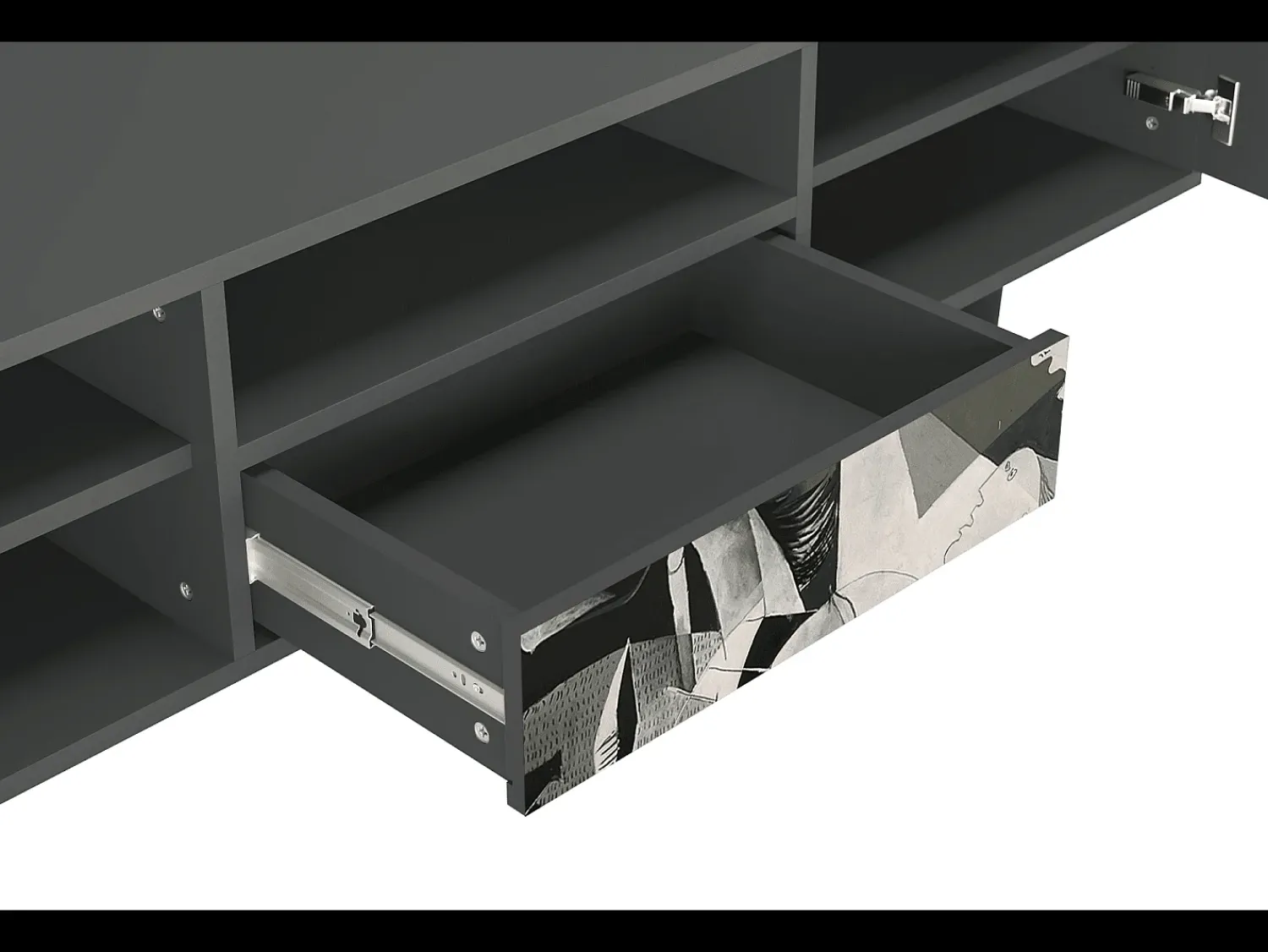 Outlet Mueble de TV - 170х59х41 cm - T6 - Guernica by Picasso, Antracite Cinza antracite
