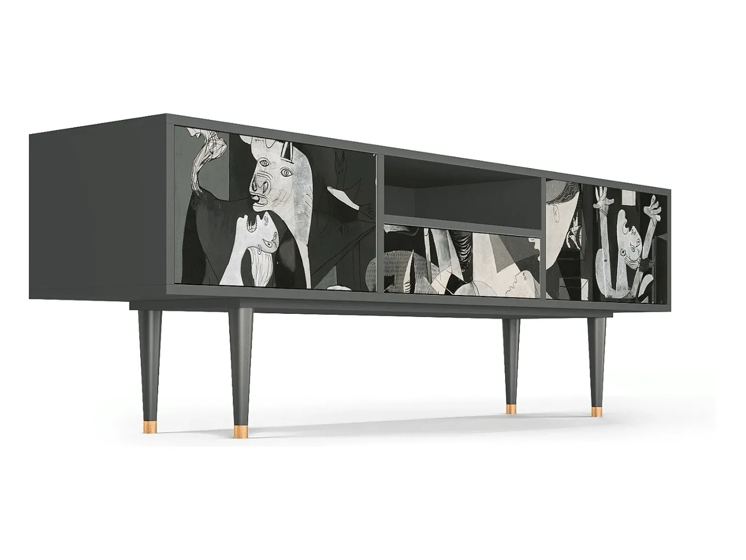 Outlet Mueble de TV - 170х59х41 cm - T6 - Guernica by Picasso, Antracite Cinza antracite
