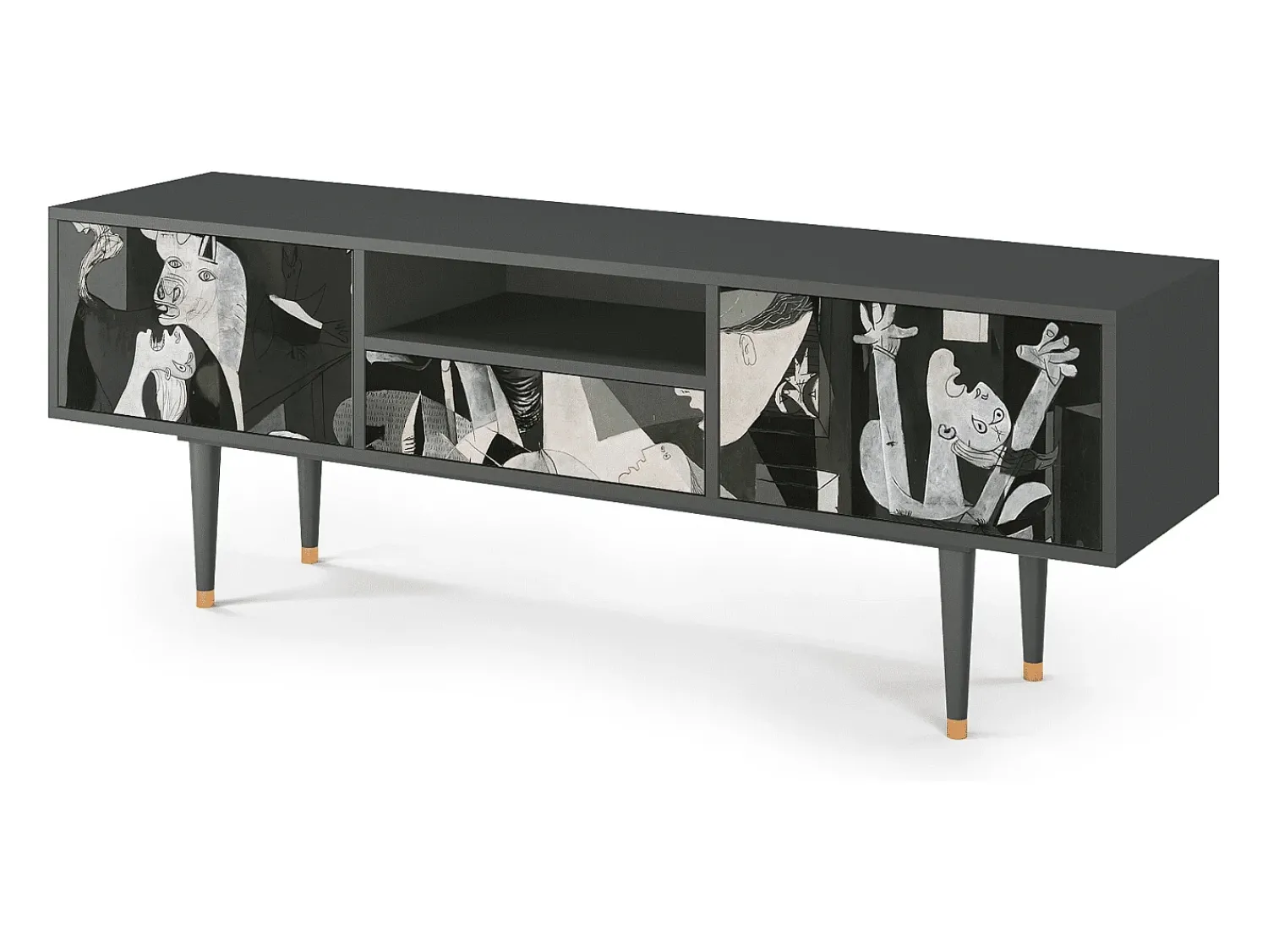 Outlet Mueble de TV - 170х59х41 cm - T6 - Guernica by Picasso, Antracite Cinza antracite