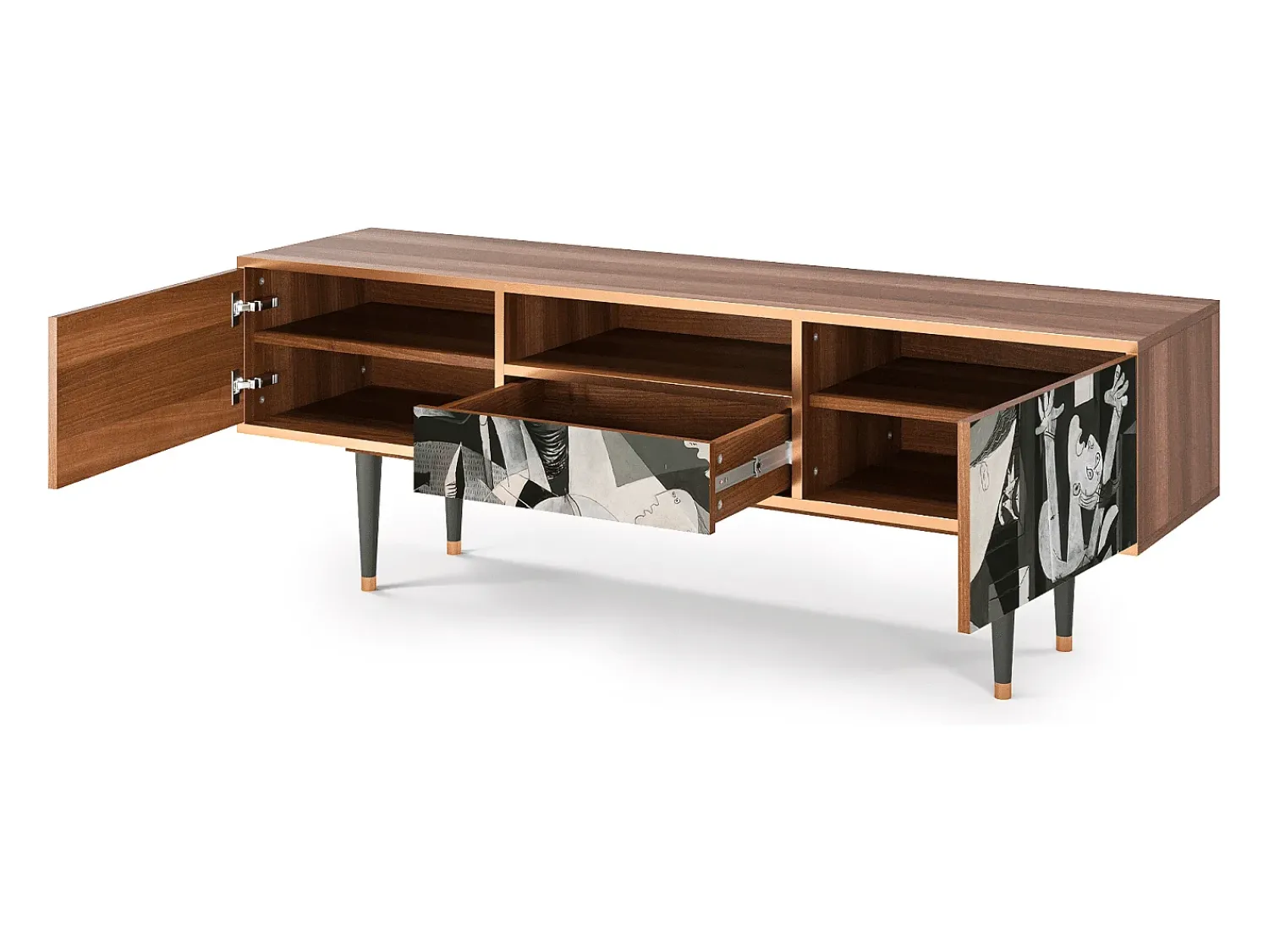 Sale Mueble de TV - 170х59х41 cm - T6 - Guernica by Picasso, Nogueira Castanho