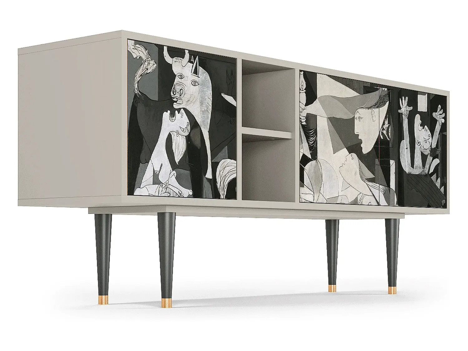 Mueble de TV - 150х69х41 cm - T5 - Guernica by Picasso, Areia^ Móvel De Tv