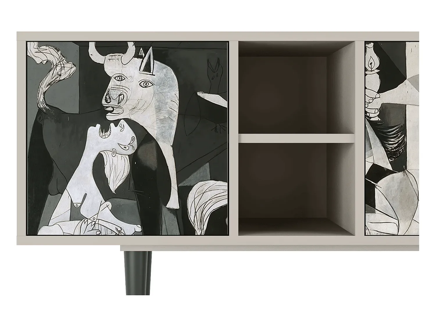 Mueble de TV - 150х69х41 cm - T5 - Guernica by Picasso, Areia^ Móvel De Tv