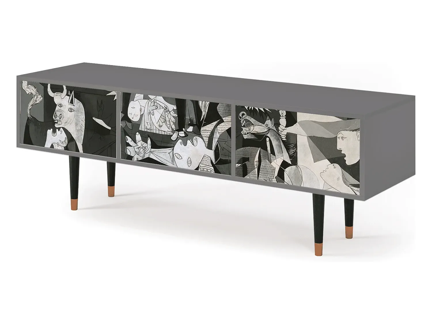 Mueble de TV - 170х59х48 cm - T4 - Guernica by Picasso, Cinza^ Móvel De Tv