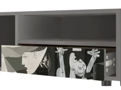 Móvel De Tv| Mueble de TV - 115х59х48 cm - T3 - Guernica by Picasso, Cinza Cinzento