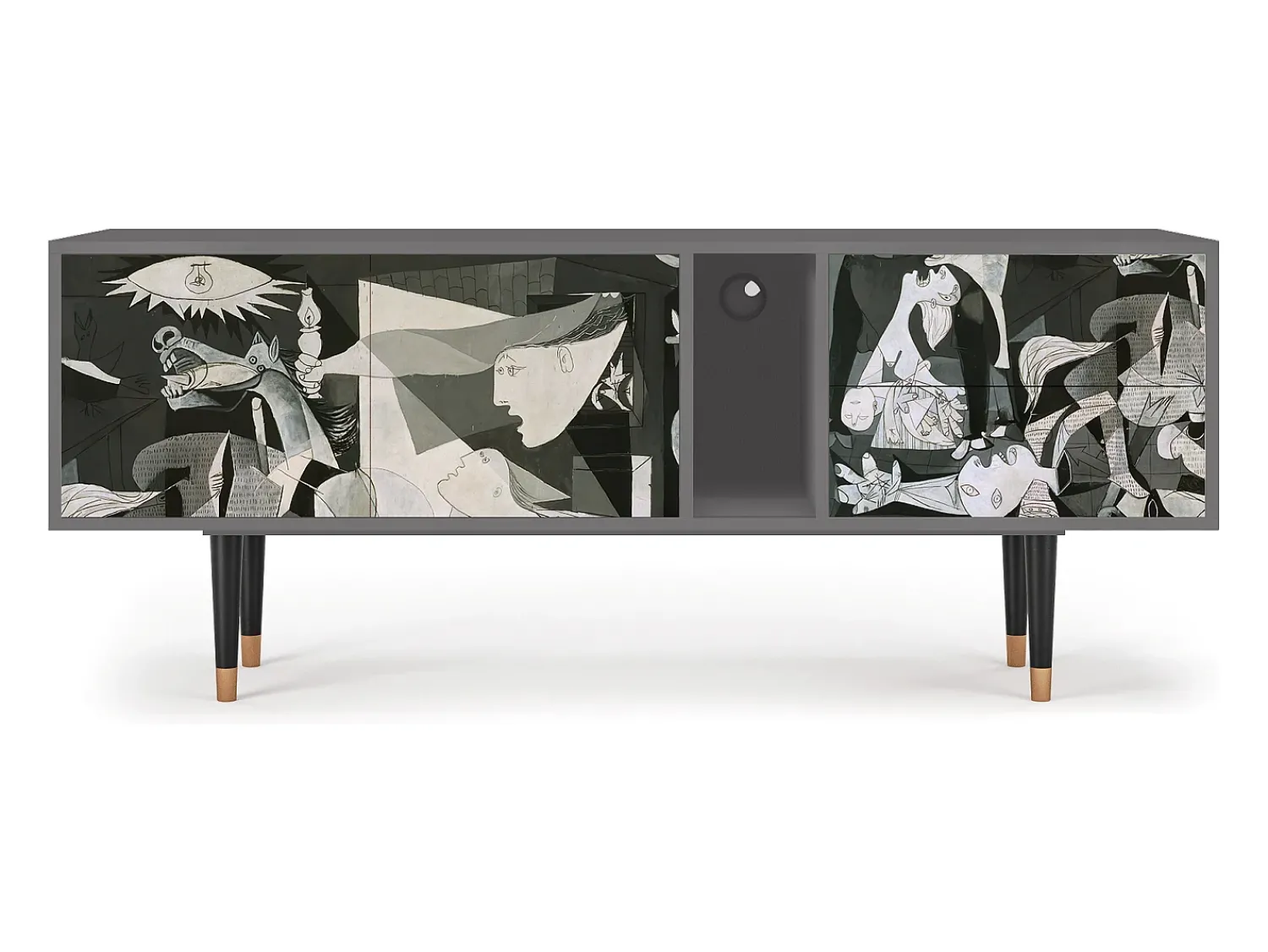 Móvel De Tv* Mueble de TV - 170х69х48 cm - T1 - Guernica by Picasso, Cinza Cinzento