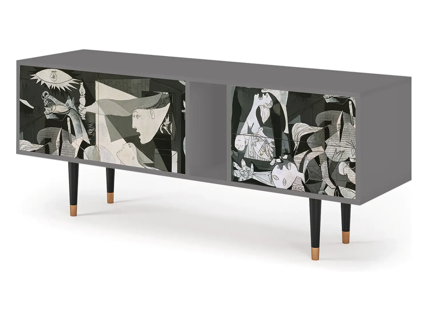 Móvel De Tv* Mueble de TV - 170х69х48 cm - T1 - Guernica by Picasso, Cinza Cinzento