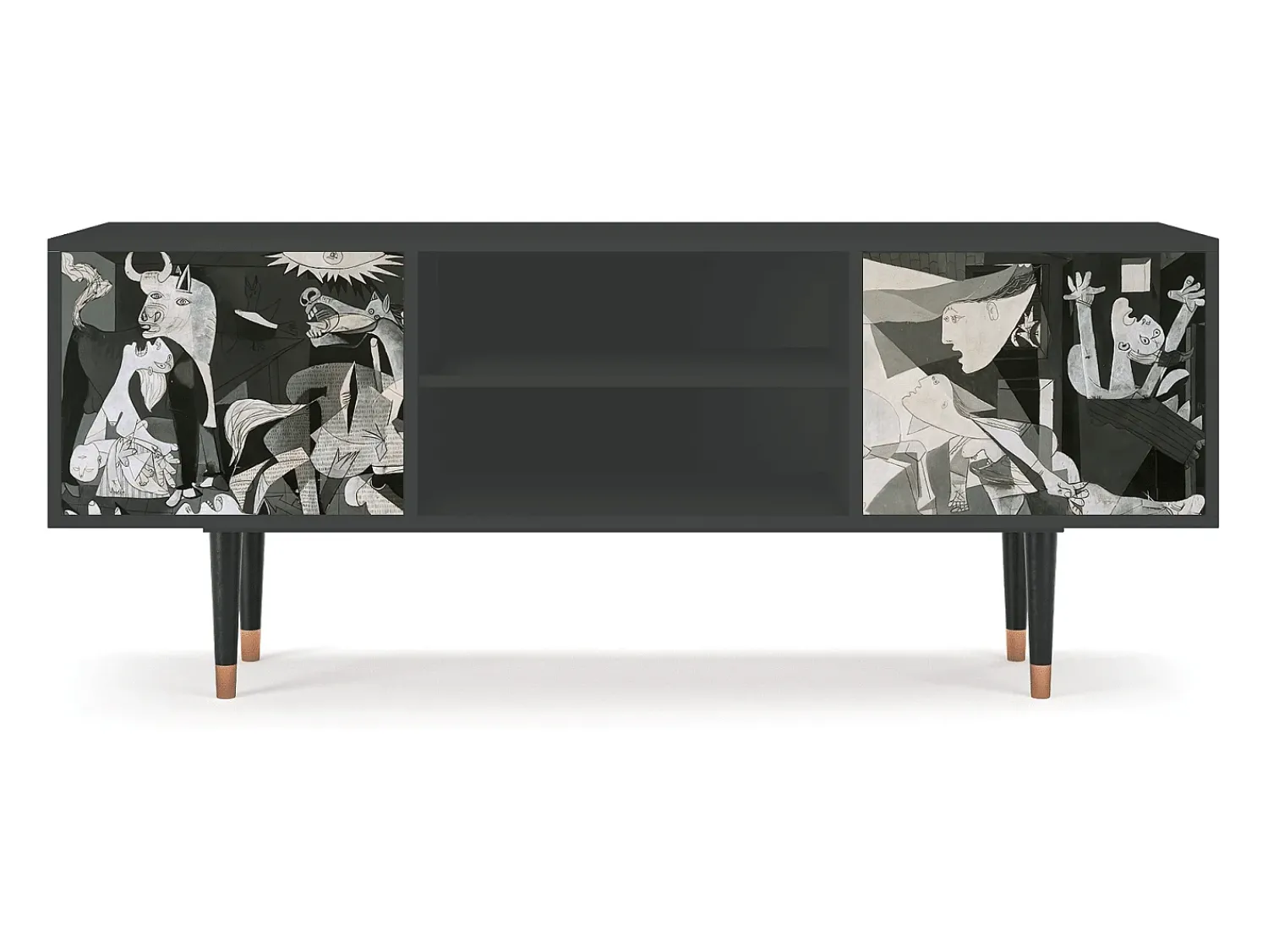 Mueble de TV - 170х69х48 cm - T2 - Guernica by Picasso, Antracite^ Móvel De Tv