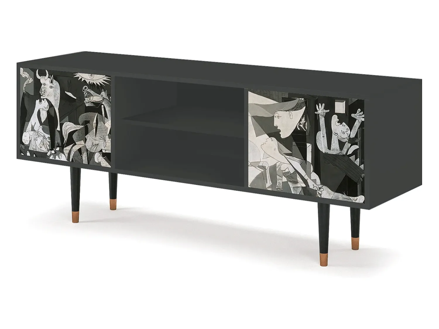 Mueble de TV - 170х69х48 cm - T2 - Guernica by Picasso, Antracite^ Móvel De Tv