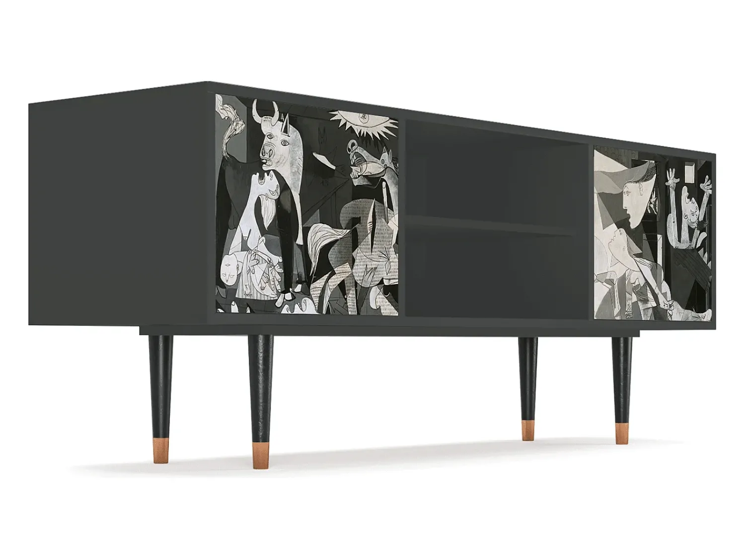 Mueble de TV - 170х69х48 cm - T2 - Guernica by Picasso, Antracite^ Móvel De Tv