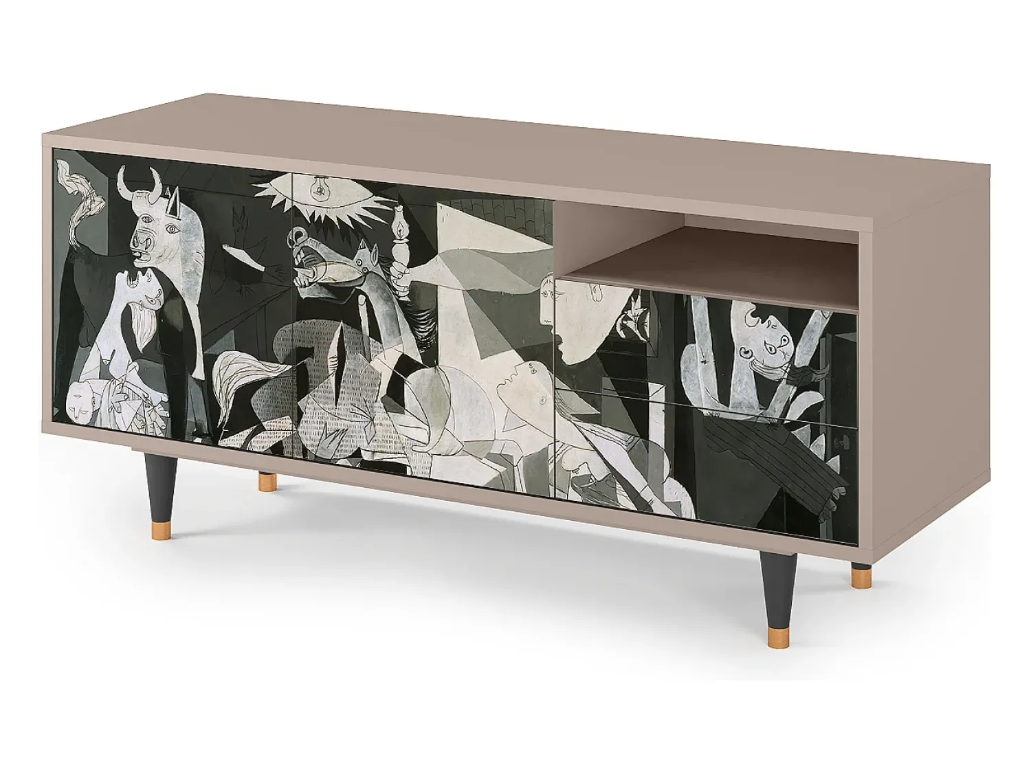 Móvel De Tv| Mueble de TV - 125х56х41 cm - T7 - Guernica by Picasso, Latte Bege