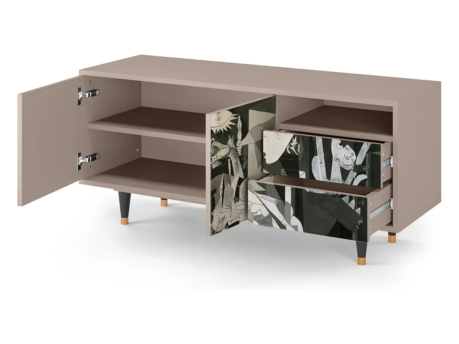 Móvel De Tv| Mueble de TV - 125х56х41 cm - T7 - Guernica by Picasso, Latte Bege