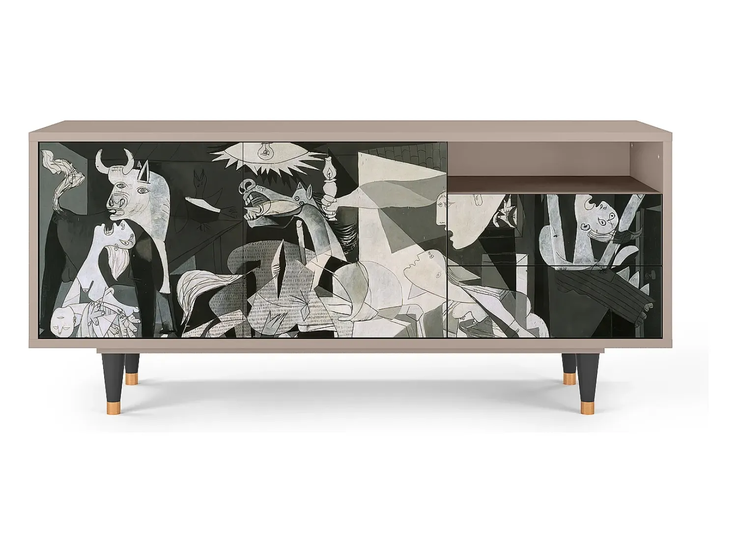 Móvel De Tv| Mueble de TV - 125х56х41 cm - T7 - Guernica by Picasso, Latte Bege