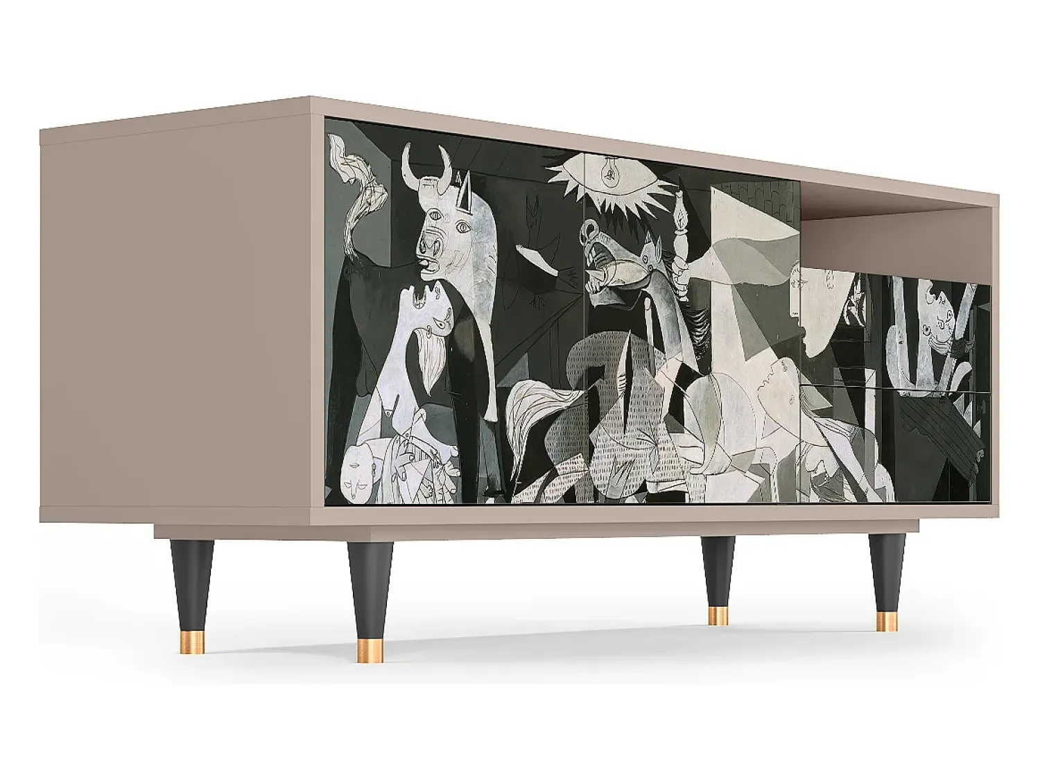 Móvel De Tv| Mueble de TV - 125х56х41 cm - T7 - Guernica by Picasso, Latte Bege