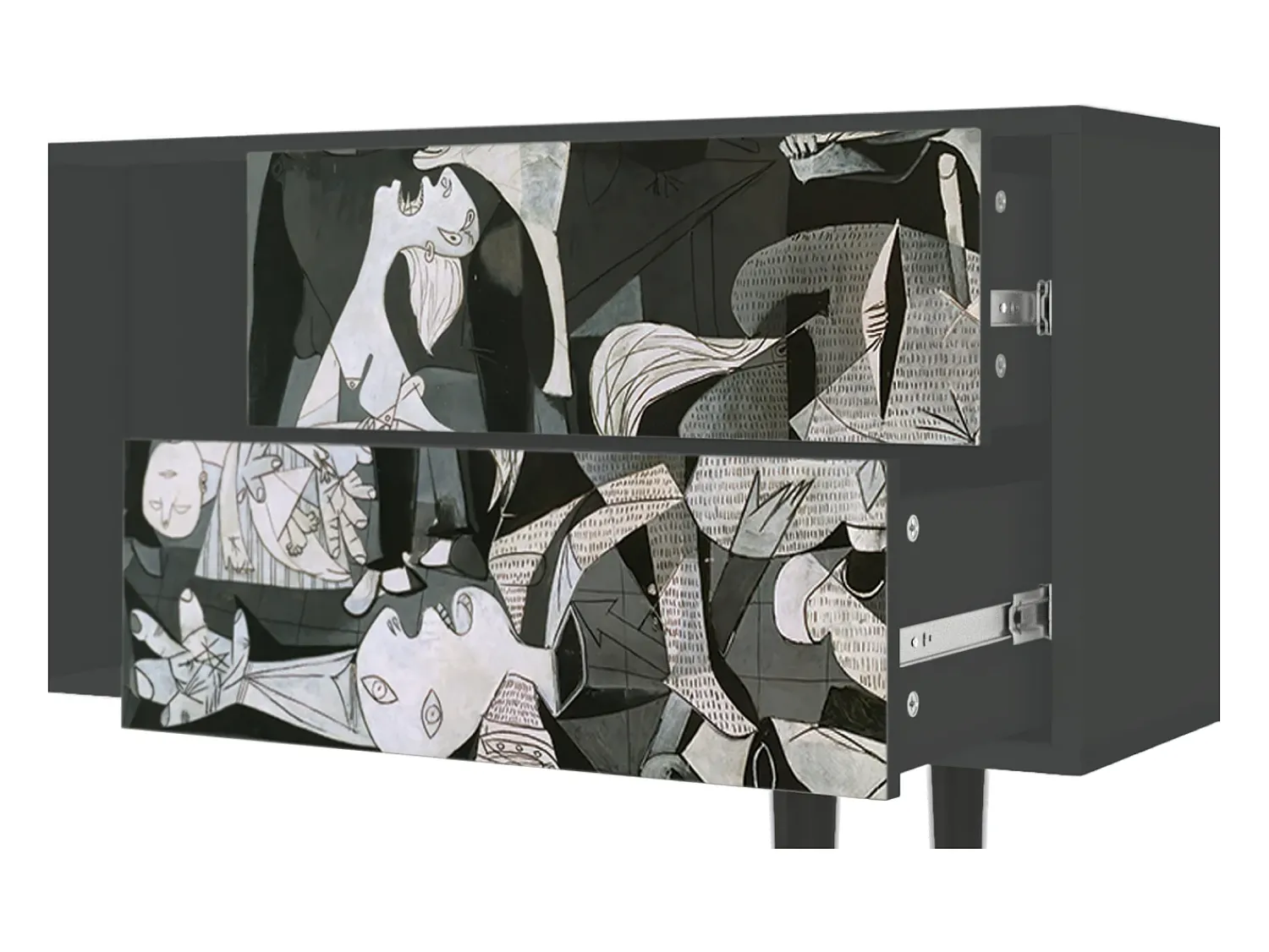 Clearance Mueble de TV - 170х69х48 cm - T1 - Guernica by Picasso, Antracite Cinza antracite