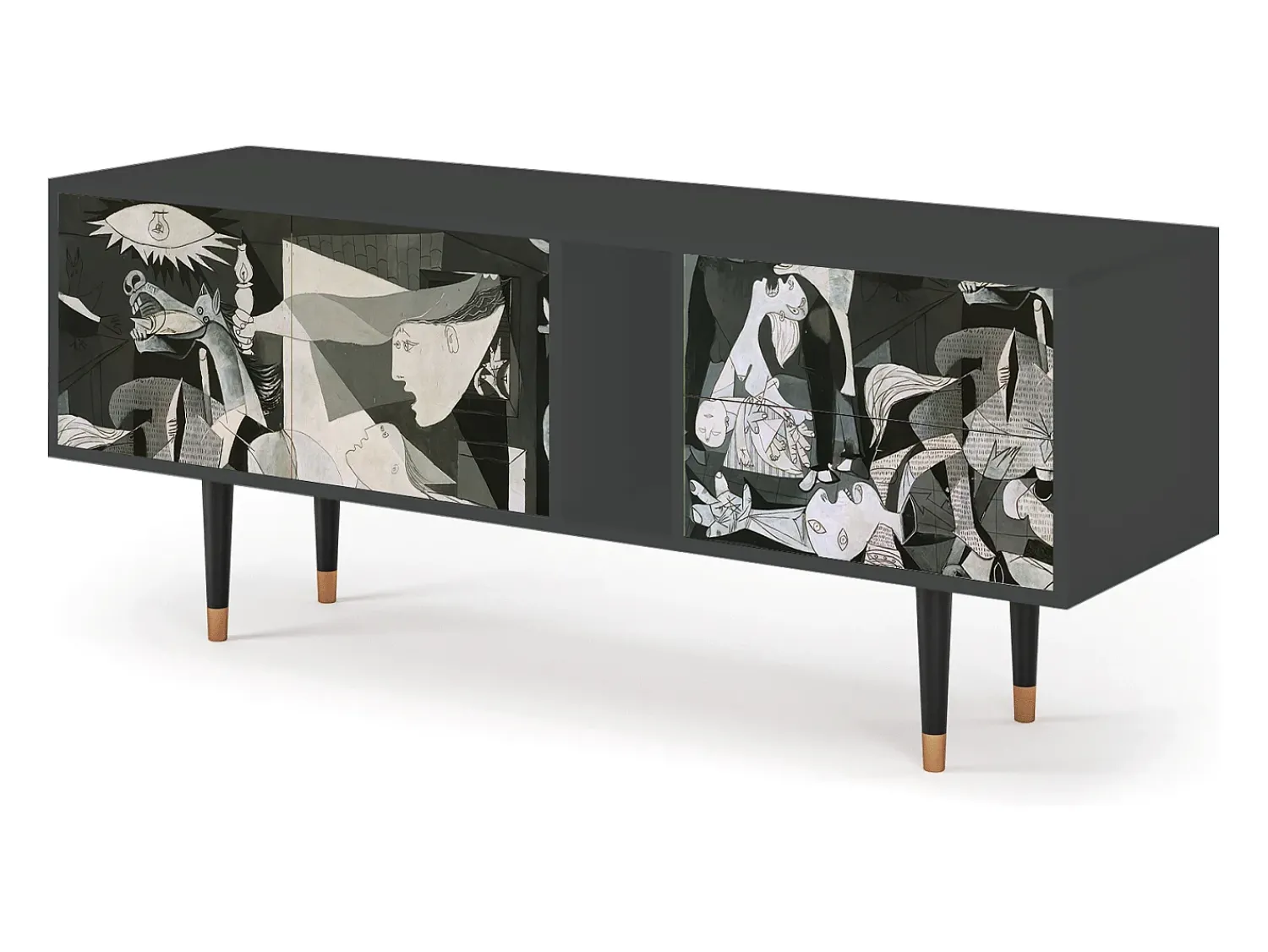 Clearance Mueble de TV - 170х69х48 cm - T1 - Guernica by Picasso, Antracite Cinza antracite