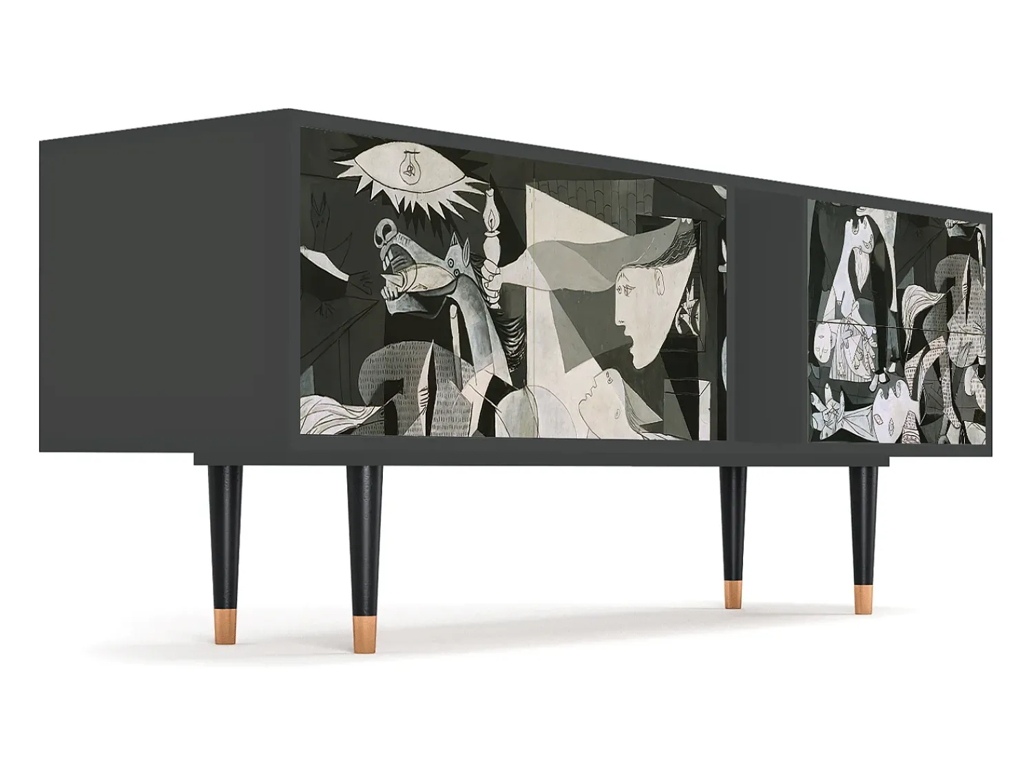 Clearance Mueble de TV - 170х69х48 cm - T1 - Guernica by Picasso, Antracite Cinza antracite